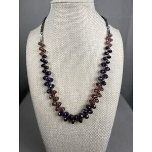 Aurora Borealis Ombré Purple Faceted Glass Beads Chocker Necklace Y2K Style